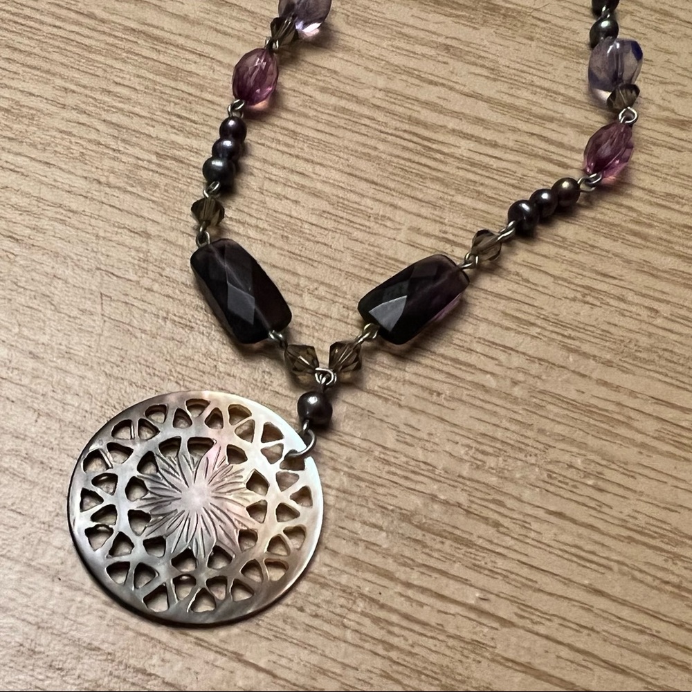 Lia Sophia Necklace - Purple & Black Beads